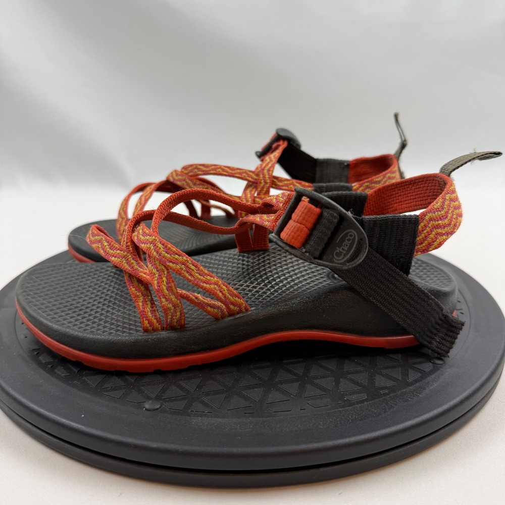 Chaco Kids Z1 Ecotread Sport Sandals Orange Black Chevron Size 3 Big Kids - Picture 7 of 10